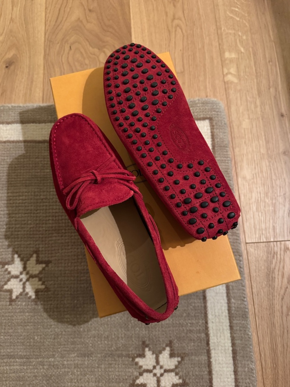 Tod’s Red Suede Driving Loafers